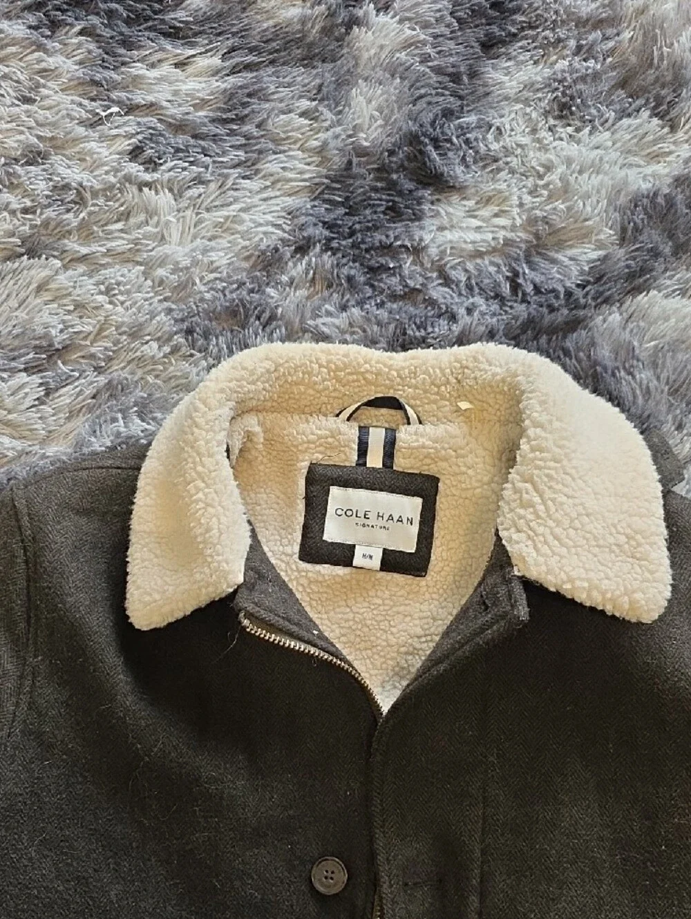 Cole Haan Peacoat with Cream Sherpa Collar